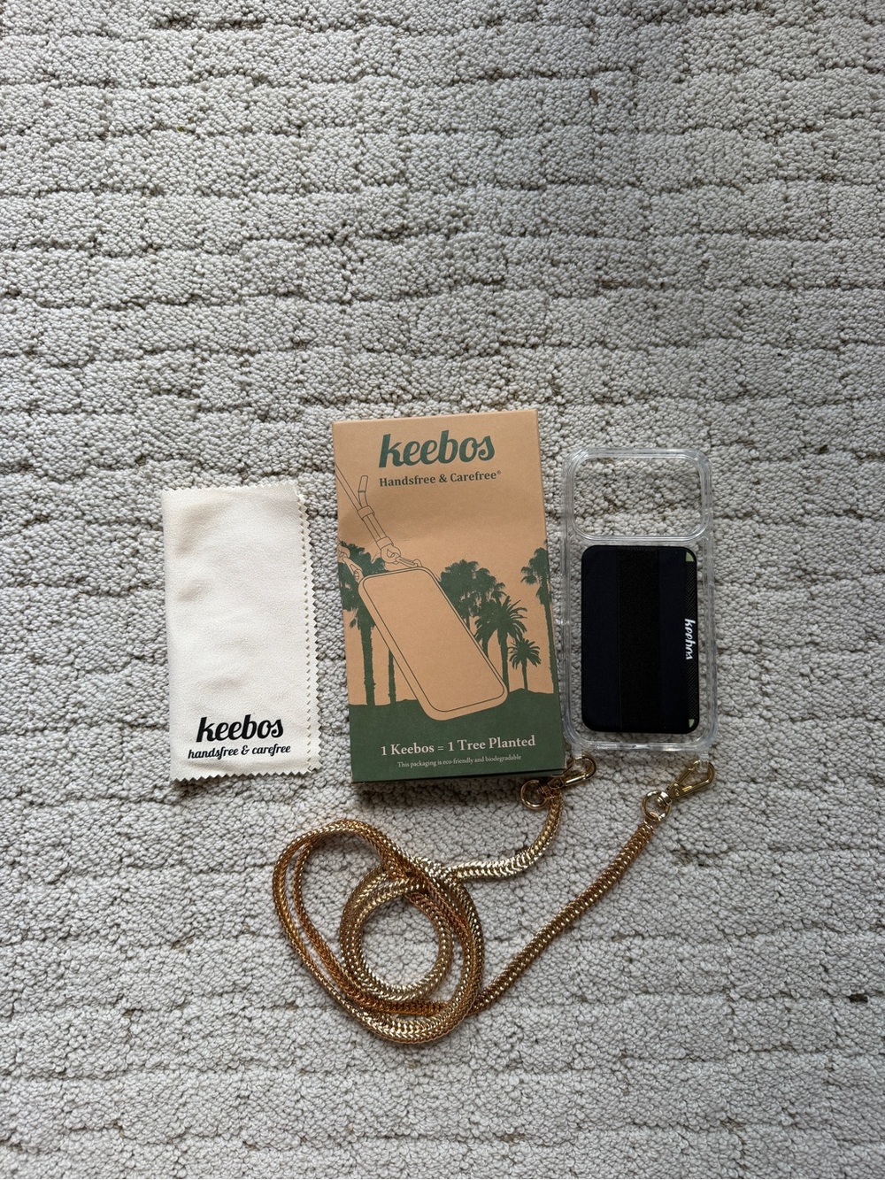 Keebos Crossbody Cardholder Phone Case Clear with Gold Strap - Picture 2 of 8